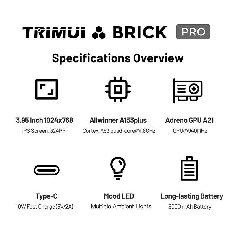 NEW TRIMUI BRICK PRO Retro Han - Gaming Console Under 5000 评论和价格