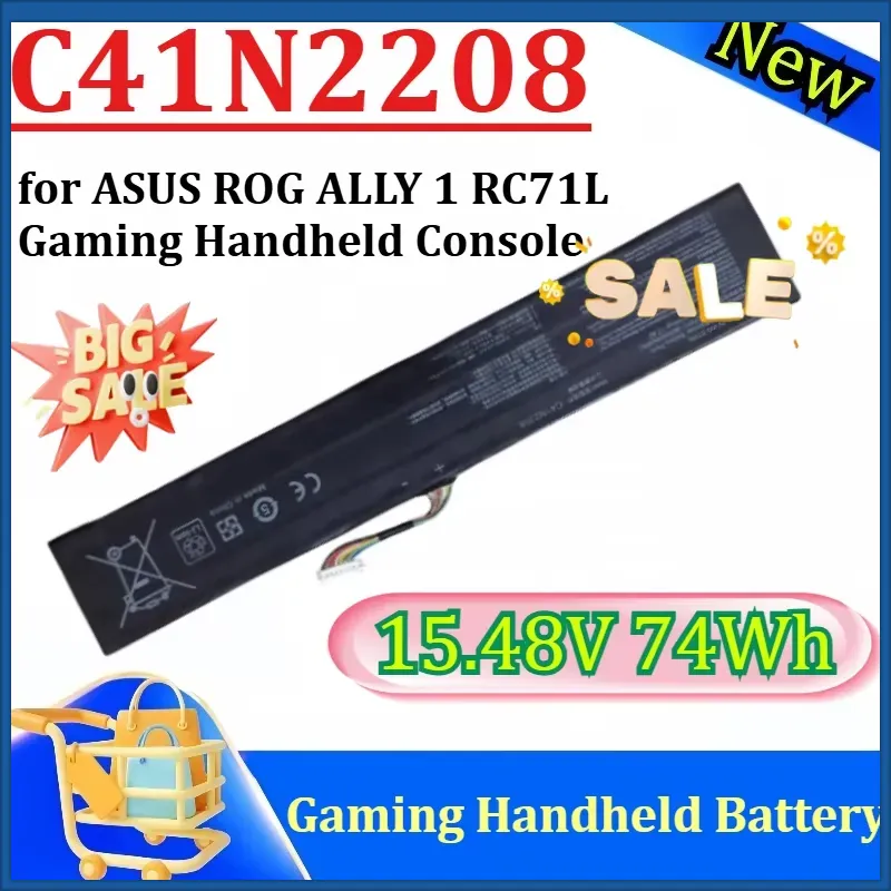 New C41N2208 15.48V 74Wh High  - Gaming Console Asus Rog 评论和价格